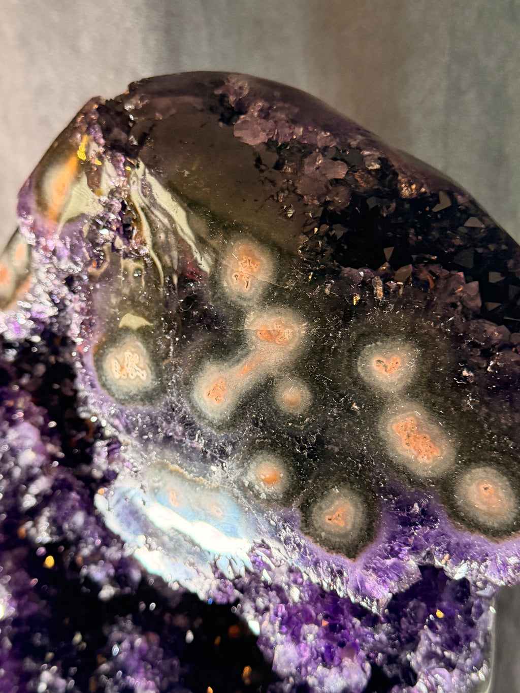 Natural Amethyst with Orbicular Agate Formations